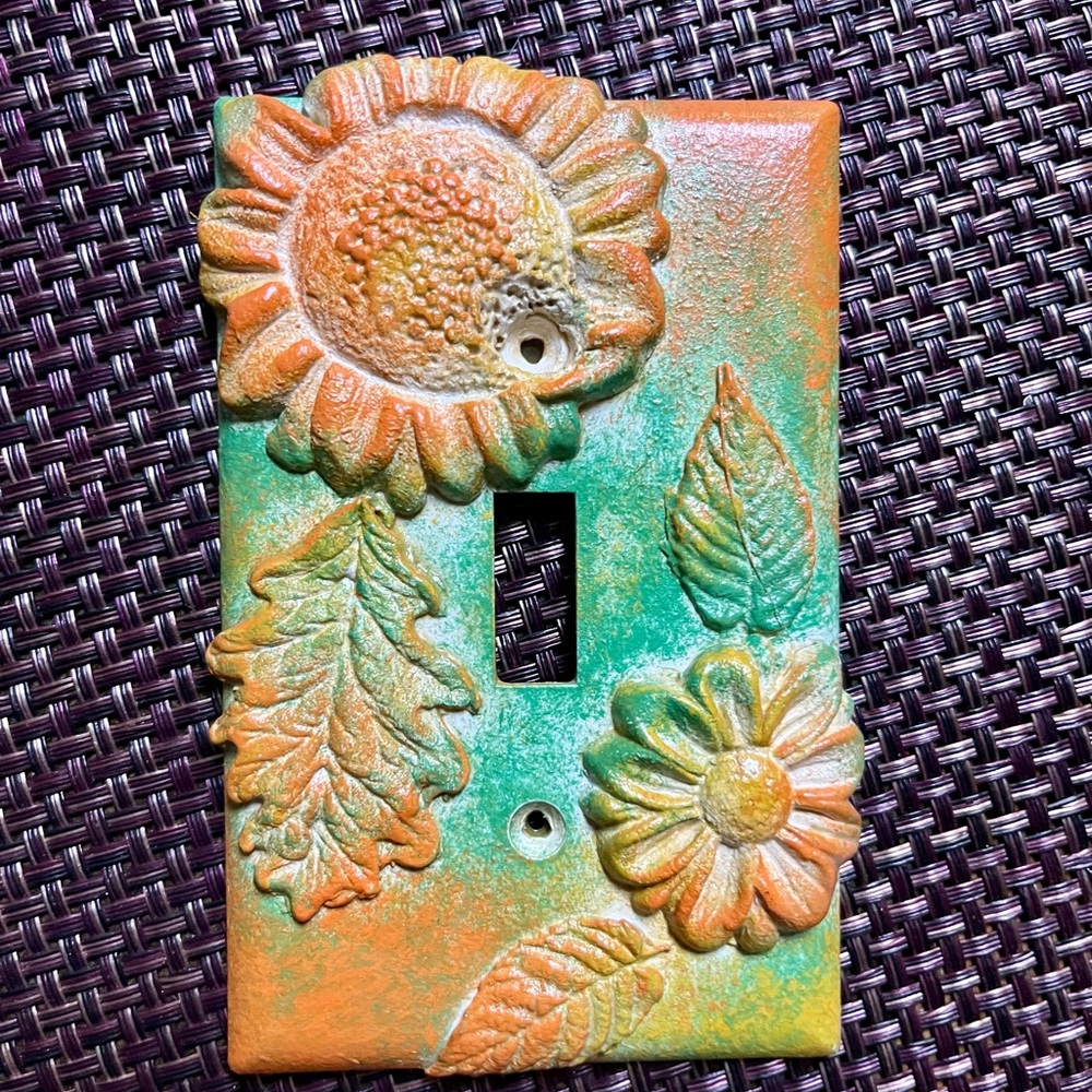 Custom Floral Sunflower and Leaf Light Switch Cover